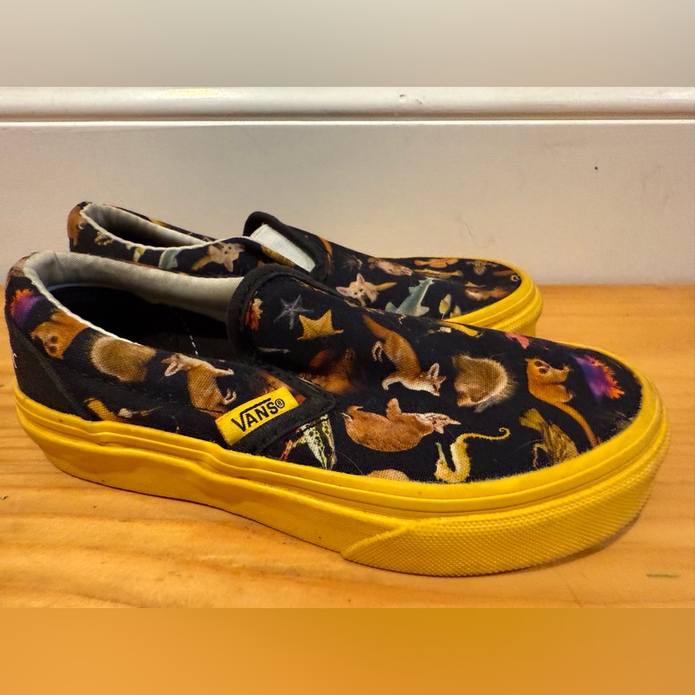 Vans Yellow and Black Platform Sneakers with Butterfly Print